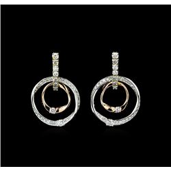 0.75 ctw Diamond Earrings - 14KT Tri Color Gold