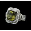 Image 1 : 9.71 ctw Yellow Sapphire and Diamond Ring - 14KT White Gold