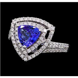 1.46 ctw Tanzanite and Diamond Ring - 18KT White Gold