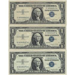 1957 $1 AU/Unc Silver Certificate Currency Lot of 3