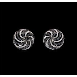 1.79 ctw Black and White Diamond Earrings - 18KT White Gold