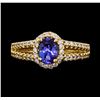 Image 2 : 0.75 ctw Tanzanite and Diamond Ring - 14KT Yellow Gold