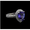 2.60 ctw Tanzanite and Diamond Ring - 14KT White Gold
