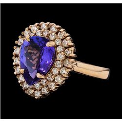 2.75 ctw Tanzanite and Diamond Ring - 14KT Rose Gold