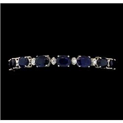 33.51 ctw Sapphire and Diamond Bracelet - 14KT White Gold