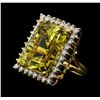 Image 1 : 40.00 ctw Lemon Quartz and Diamond Ring - 14KT Yellow Gold