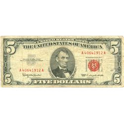 1963 $5 VG/XF Red Seal Note