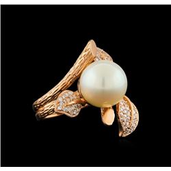 14KT Rose Gold 0.62 ctw Diamond and Pearl Ring