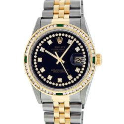 Rolex Two Tone VVS Diamond and Emerald DateJust Men's Watch