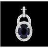 1.40 ctw Blue Sapphire and Diamond Pendant - 14KT White Gold