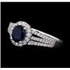 Image 1 : 0.88 ctw Sapphire and Diamond Ring - 14KT White Gold