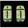 Image 1 : 1.80 ctw Emerald and Diamond Earrings - 14KT Yellow Gold With Rhodium