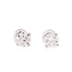 1.04 ctw Diamond Stud Earrings - 14KT White Gold