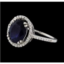 3.30 ctw Sapphire and Diamond Ring - 18KT White Gold