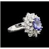 1.70 ctw Tanzanite and Diamond Ring - 14KT White Gold