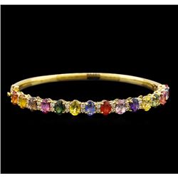 14KT Yellow Gold 10.15 ctw Multicolor Sapphire and Diamond Bracelet