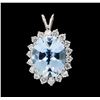 Image 1 : 5.44 ctw Aquamarine and Diamond Pendant - 18KT White Gold