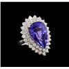 GIA Cert 21.32 ctw Tanzanite and Diamond Ring - 14KT White Gold