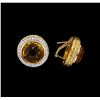 Image 2 : 8.75 ctw Citrine and Diamond Earrings - 14KT Yellow Gold
