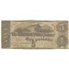 Image 1 : 1863 $5 The Confederate States of America Note T-60 CC