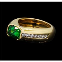 2.50 ctw Tsavorite Garnet and Diamond Ring - 14KT Yellow Gold