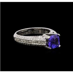 18KT White Gold 1.53 ctw Tanzanite and Diamond Ring