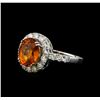 3.50 ctw Mandarin Spessartite and Diamond Ring - 14KT White Gold