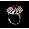 Image 4 : GIA Cert 2.99 ctw Ruby and Diamond Ring - 14KT White Gold