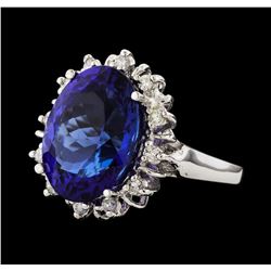 12.11 ctw Tanzanite and Diamond Ring - 14KT White Gold