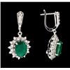 Image 2 : 5.83 ctw Emerald and Diamond Earrings - 14KT White Gold