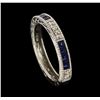 Image 4 : 0.40 ctw Sapphire and Diamond Ring - 14KT White Gold