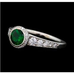 0.90 ctw Tsavorite and Diamond Ring - 18KT White Gold