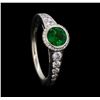 Image 4 : 0.90 ctw Tsavorite and Diamond Ring - 18KT White Gold