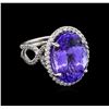 15.03 ctw Tanzanite and Diamond Ring - 14KT White Gold