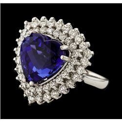 10.67 ctw Tanzanite and Diamond Ring - 14KT White Gold