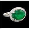 Image 1 : 5.95 ctw Emerald and Diamond Ring - 14KT White Gold