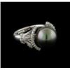 Pearl and Diamond Ring - 14KT White Gold