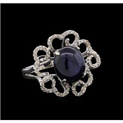 8.99 ctw Blue Star Sapphire and Diamond Ring - 18KT White Gold