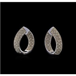 1.03 ctw Diamond Hoop Earrings - 14KT White Gold