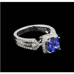 18KT White Gold 1.62 ctw Tanzanite and Diamond Ring