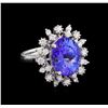 6.25 ctw Tanzanite and Diamond Ring - 14KT White Gold