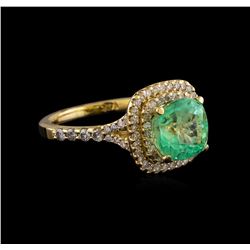 3.01 ctw Emerald and Diamond Ring - 14KT Yellow Gold