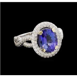 14KT White Gold 3.21 ctw Tanzanite and Diamond Ring