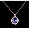 3.68 ctw Tanzanite and Diamond Pendant With Chain - 14KT Rose Gold