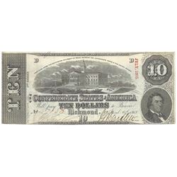 1863 $10 The Confederate States of America Note T-59 CC