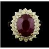 Image 2 : 7.86 ctw Ruby and Diamond Ring - 14KT Yellow Gold