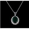 Image 2 : 3.40 ctw Emerald and Diamond Pendant With Chain - 14KT White Gold