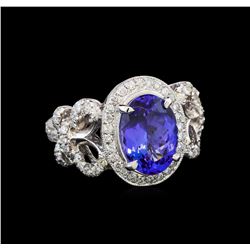 14KT White Gold 3.69 ctw Tanzanite and Diamond Ring