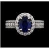 Image 2 : 1.80 ctw Sapphire and Diamond Ring - 18KT White Gold