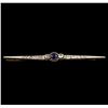 1.77 ctw Sapphire and Diamond Brooch - 14KT Yellow and White Gold